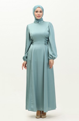 Robe De Soirée Nouée Latéral 6156-04 Vert 6156-04