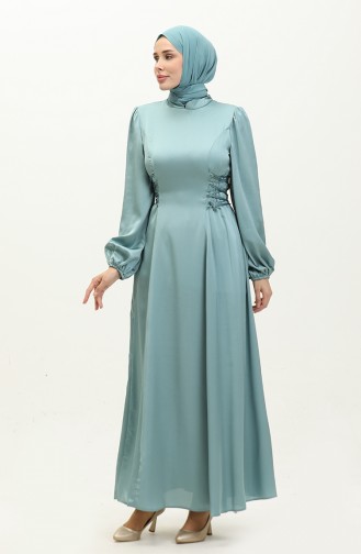 Robe De Soirée Nouée Latéral 6156-04 Vert 6156-04