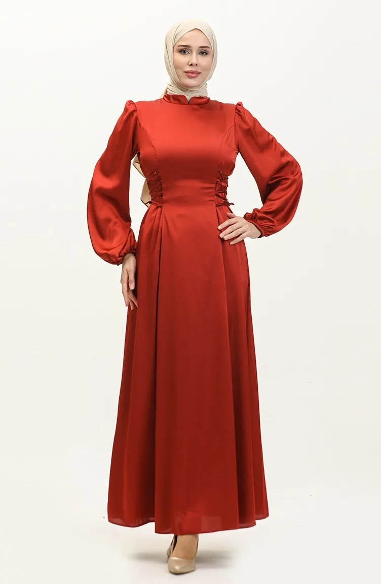 Abendkleid Mit Seitlicher Schleife 6156-08 Weinrot 6156-08