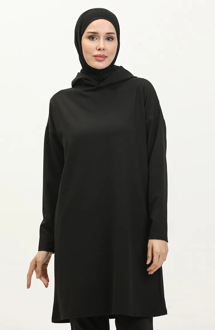 Tunique De Saison à Capuche 8665-01 Noir 8665-01
