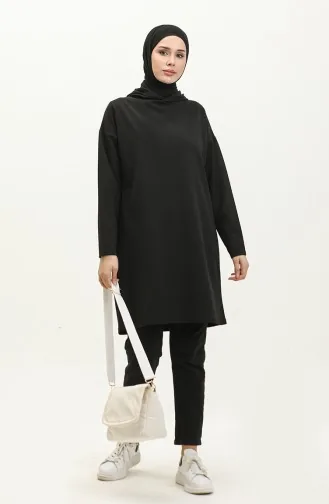 Tunique De Saison à Capuche 8665-01 Noir 8665-01