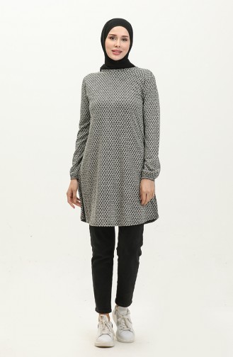 Patterned Seasonal Tunic 8669-01 Black 8669-01