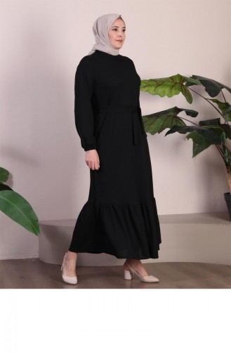 Damen-Hijab-Strickkleid Mit Prächtigem Kragen In Übergröße Schwarz 923