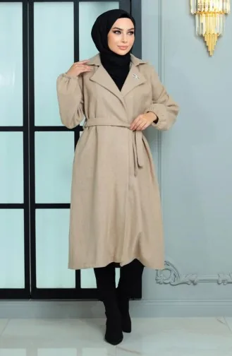 Broche Détaillée Timbre Manteau Beige 19171 15001