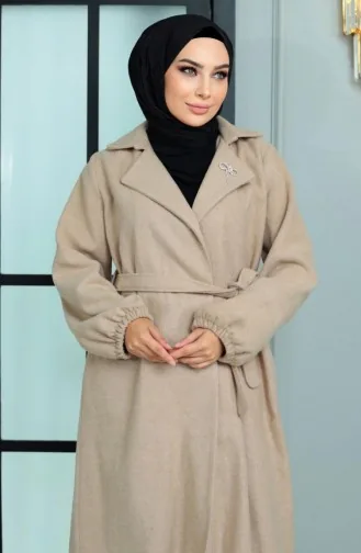 Broche Détaillée Timbre Manteau Beige 19171 15001