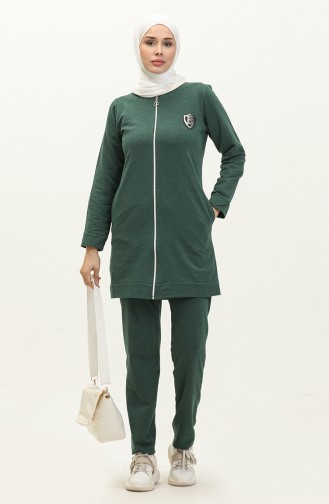 Zippered Tracksuit Set 3057-05 Naphtha Green 3057-05