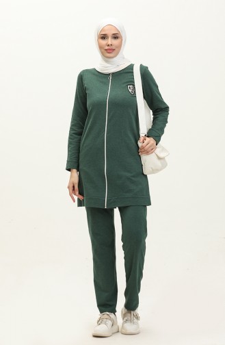 Zippered Tracksuit Set 3057-05 Naphtha Green 3057-05