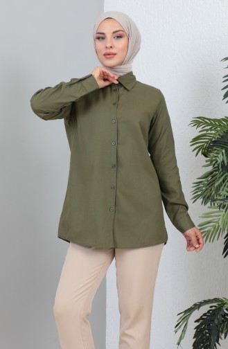 Geknöpftes Kurzes Hemd 232338-01 Khaki 232338-01