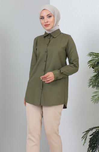 Geknöpftes Kurzes Hemd 232338-01 Khaki 232338-01