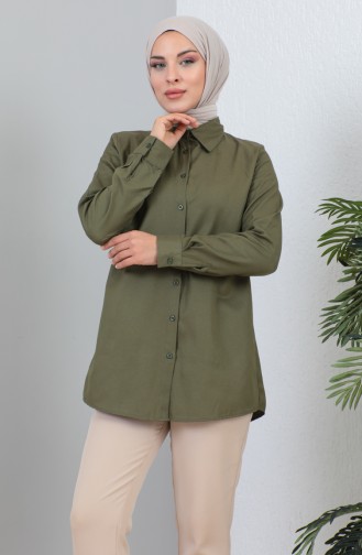 Geknöpftes Kurzes Hemd 232338-01 Khaki 232338-01