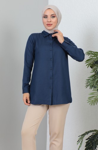 Buttoned Short Shirt 232338-05 Navy Blue 232338-05