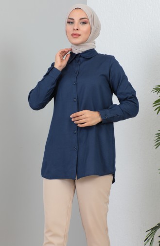 Buttoned Short Shirt 232338-05 Navy Blue 232338-05