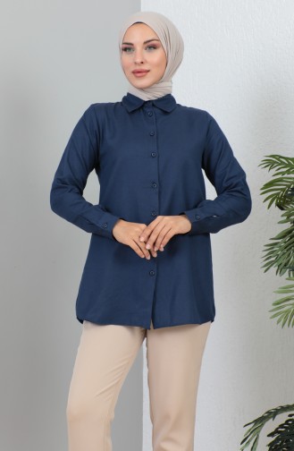 Buttoned Short Shirt 232338-05 Navy Blue 232338-05