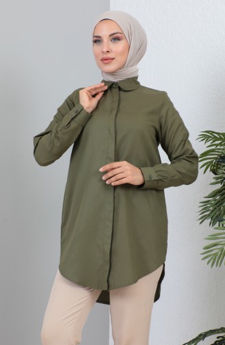 Buttoned Short Shirt 232339-03 Khaki 232339-03