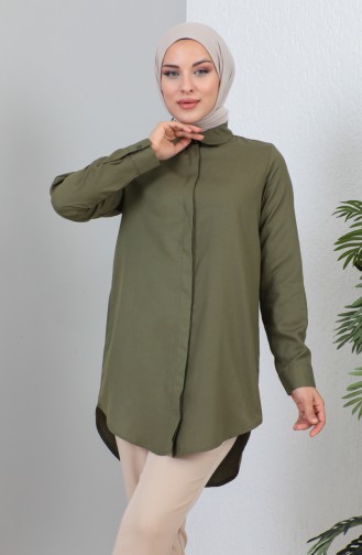 Geknöpftes Kurzes Hemd 232339-03 Khaki 232339-03