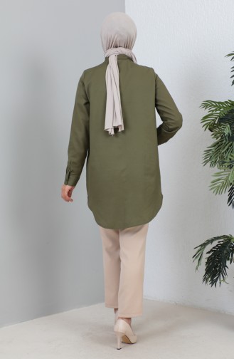 Geknöpftes Kurzes Hemd 232339-03 Khaki 232339-03