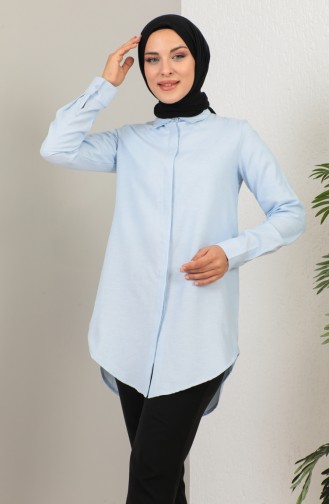 Buttoned Short Shirt 232339-04 Baby Blue 232339-04