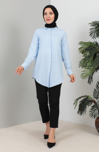 Buttoned Short Shirt 232339-04 Baby Blue 232339-04