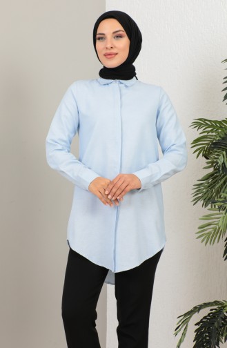 Chemise Courte Boutonnée 232339-04 Bleu Bébé 232339-04