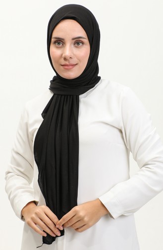 Plain Combed Cotton Shawl 90160-06 Black 90160-06