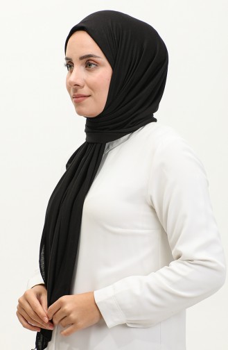 Plain Combed Cotton Shawl 90160-06 Black 90160-06