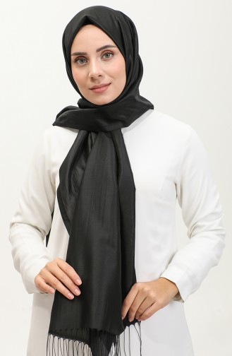 Tasseled Taffeta Shawl 1267-02 Black 1267-02