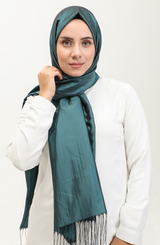 Tasseled Taffeta Shawl 1267-08 Petrol 1267-08