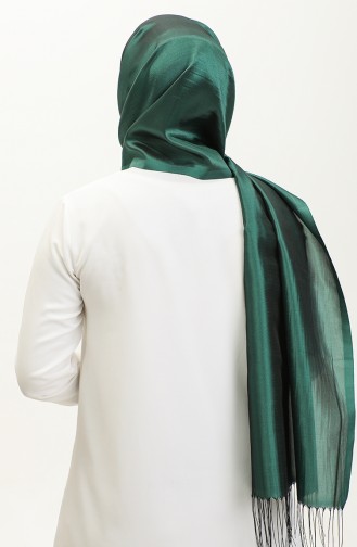 Tassel Taffeta Shawl 1267-10 Emerald Green 1267-10