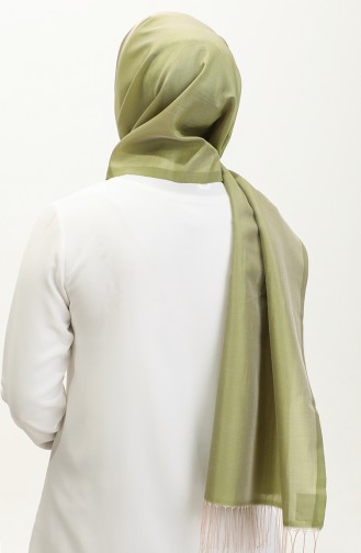 Tasseled Taffeta Shawl 1267-25 Light Khaki Green 1267-25