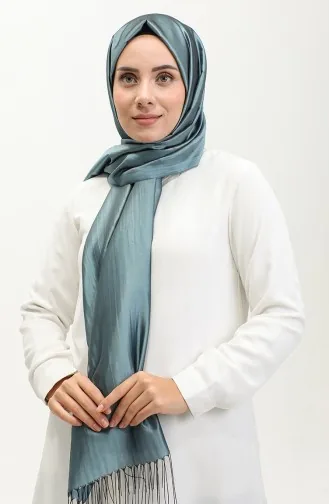 Châle Taffetas A Pompons 1267-37 Bleu Jean 1267-37
