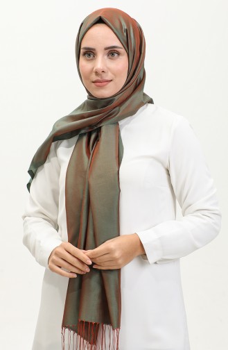 Tasseled Taffeta Shawl 1267-52 Khaki Tile 1267-52