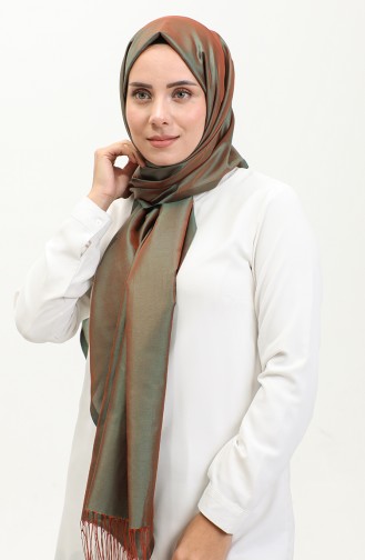 Tasseled Taffeta Shawl 1267-52 Khaki Tile 1267-52