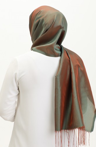 Taffeta Sjaal Met Kwastjes 1267-52 Kaki Tegel 1267-52