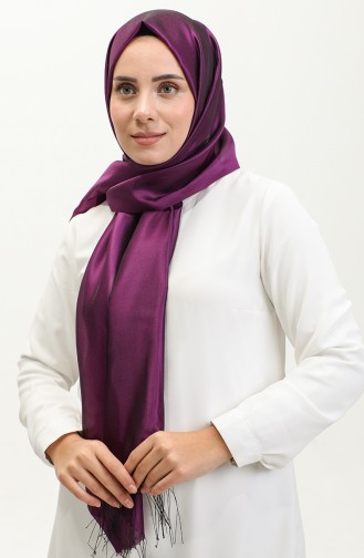 شال من قماش التفتا مُزين بشراشيب 1267-64 لون بنفسجي 1267-64