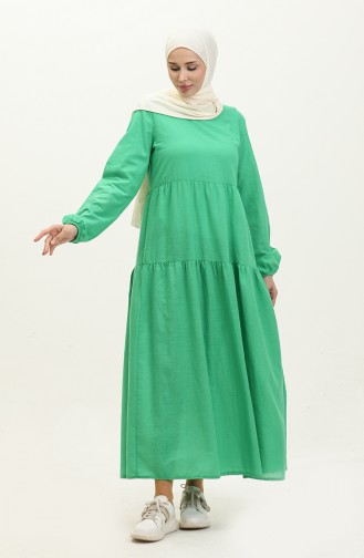 Linen Cotton Dress 1896-02 Green 1896-02