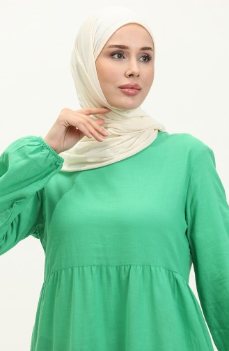 Linen Cotton Dress 1896-02 Green 1896-02