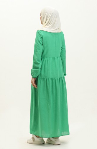 Linen Cotton Dress 1896-02 Green 1896-02