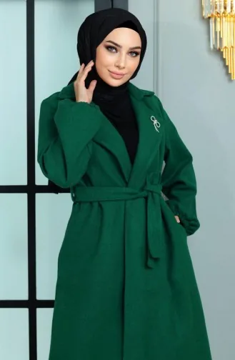 Brooch Detailed Stamp Coat Emerald 19171 15000
