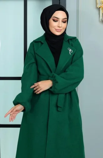 Brooch Detailed Stamp Coat Emerald 19171 15000