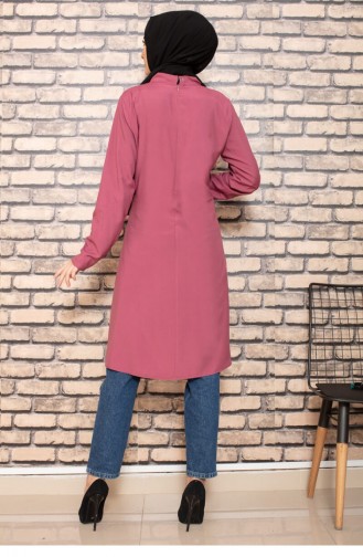 Hijab-Tunika Mit Gebundenem Kragen Dusty Rose 0101SGS.GKR