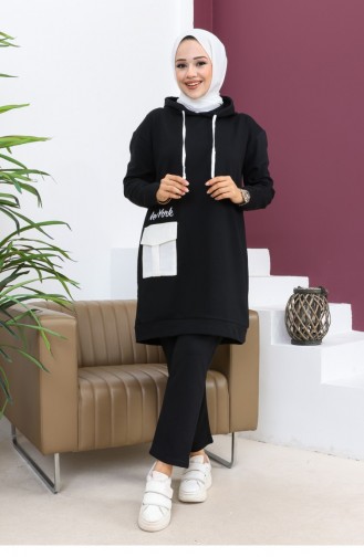 Costume De Sport à Poches Noir 2066MG.SYH