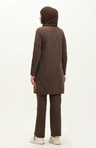 طقم رياضي خيطان بطبعة حجر 3050-05 بني 3050-05