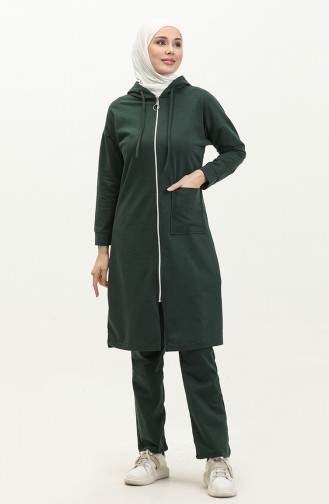 Two Thread Zippered Tracksuit Set 03055-02 Nephti Green 03055-02