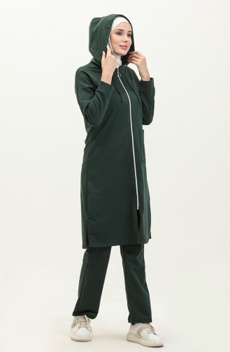 Two Thread Zippered Tracksuit Set 03055-02 Nephti Green 03055-02