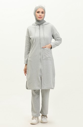 Two Thread Zippered Tracksuit 03055-05 Gray 03055-05