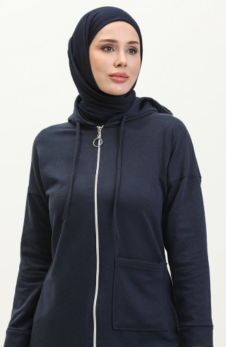 Two Thread Zippered Tracksuit 03055-06 Navy Blue 03055-06