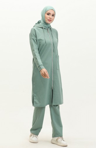 Two Thread Zippered Tracksuit 03055-07 Green 03055-07