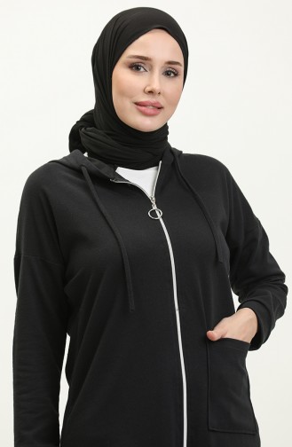 Two Thread Zippered Tracksuit 03055-08 Black 03055-08