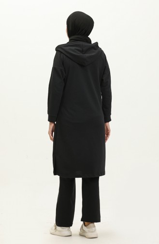 Two Thread Zippered Tracksuit 03055-08 Black 03055-08