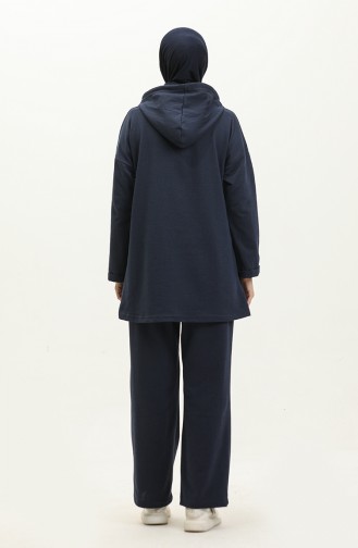 Two Thread Hooded Tracksuit Set 03056-02 Navy Blue 03056-02